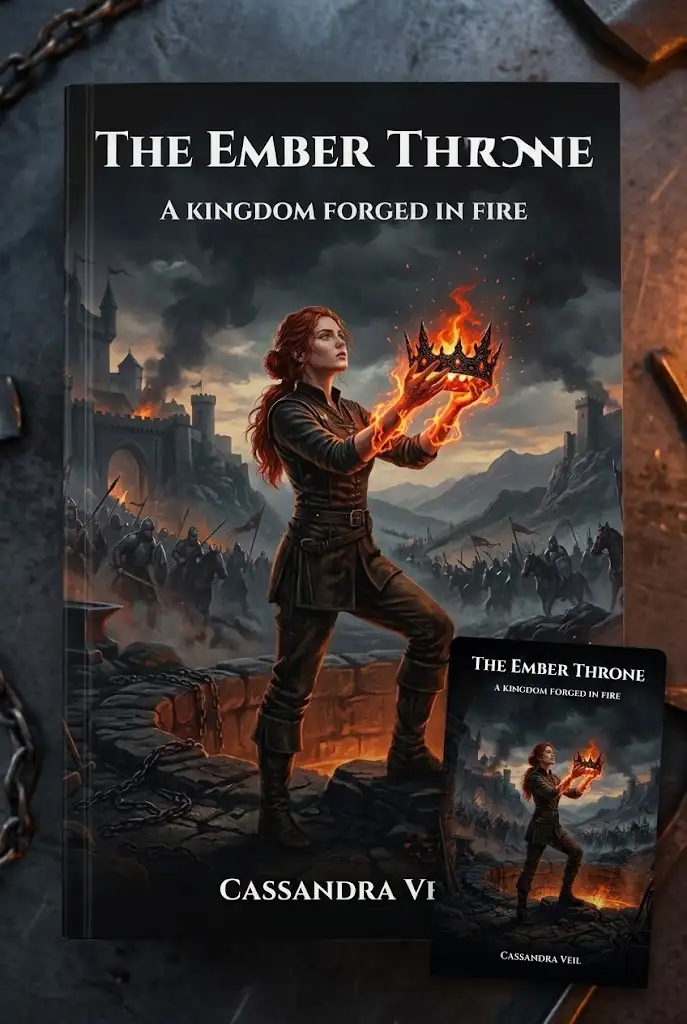 Book cover concepts shown side by side at full size and storefront thumbnail for readability comparison