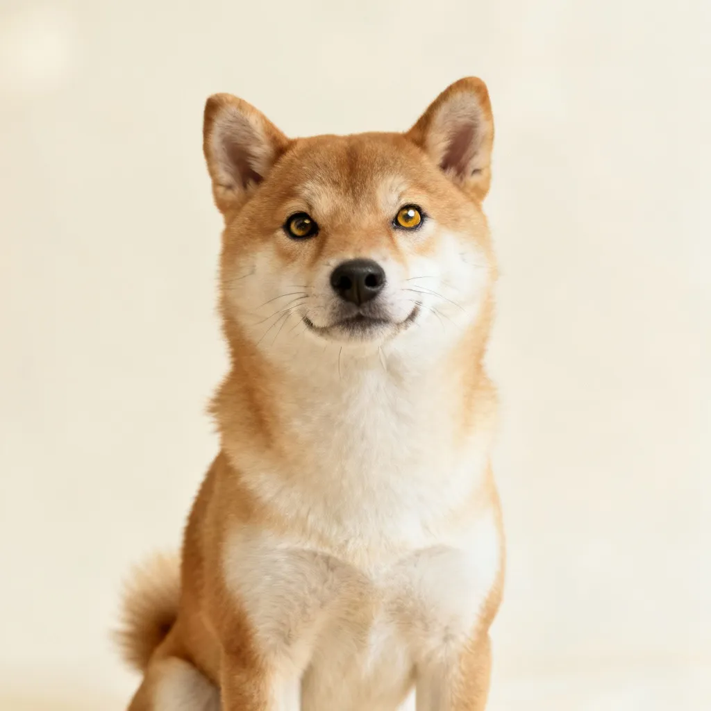 Original photo of a Shiba Inu dog sitting and looking at the camera