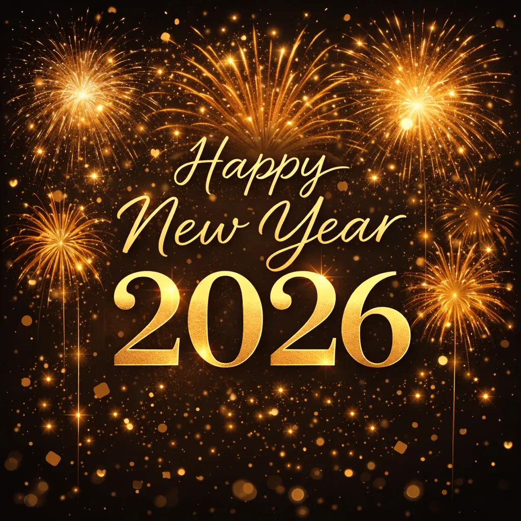 AI Happy New Year photo showing year display options and custom prompt field