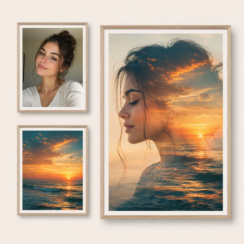 Example preview of an AI-generated image combiner result with a creative blend