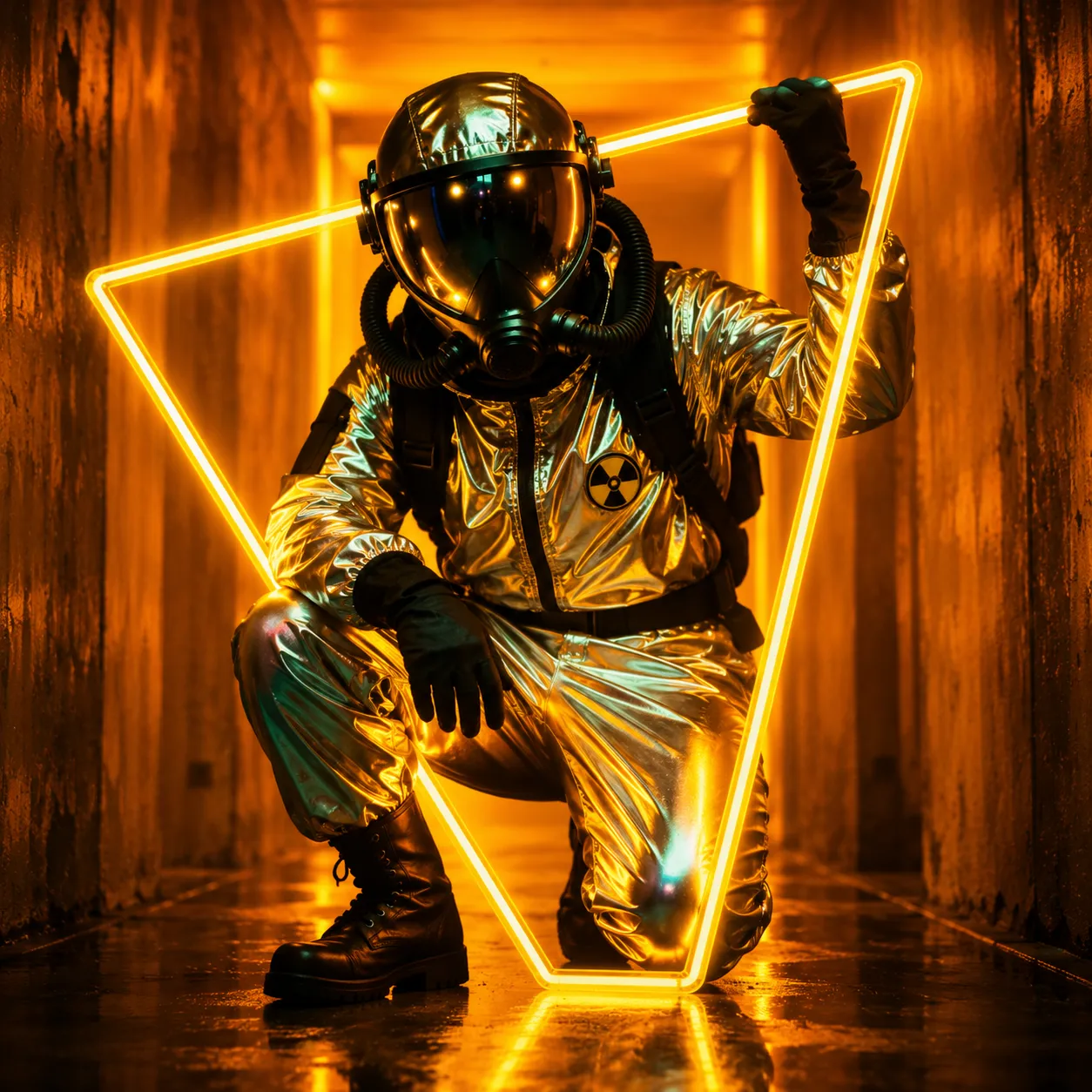Neon glow futuristic corridor generated by the AI image generator