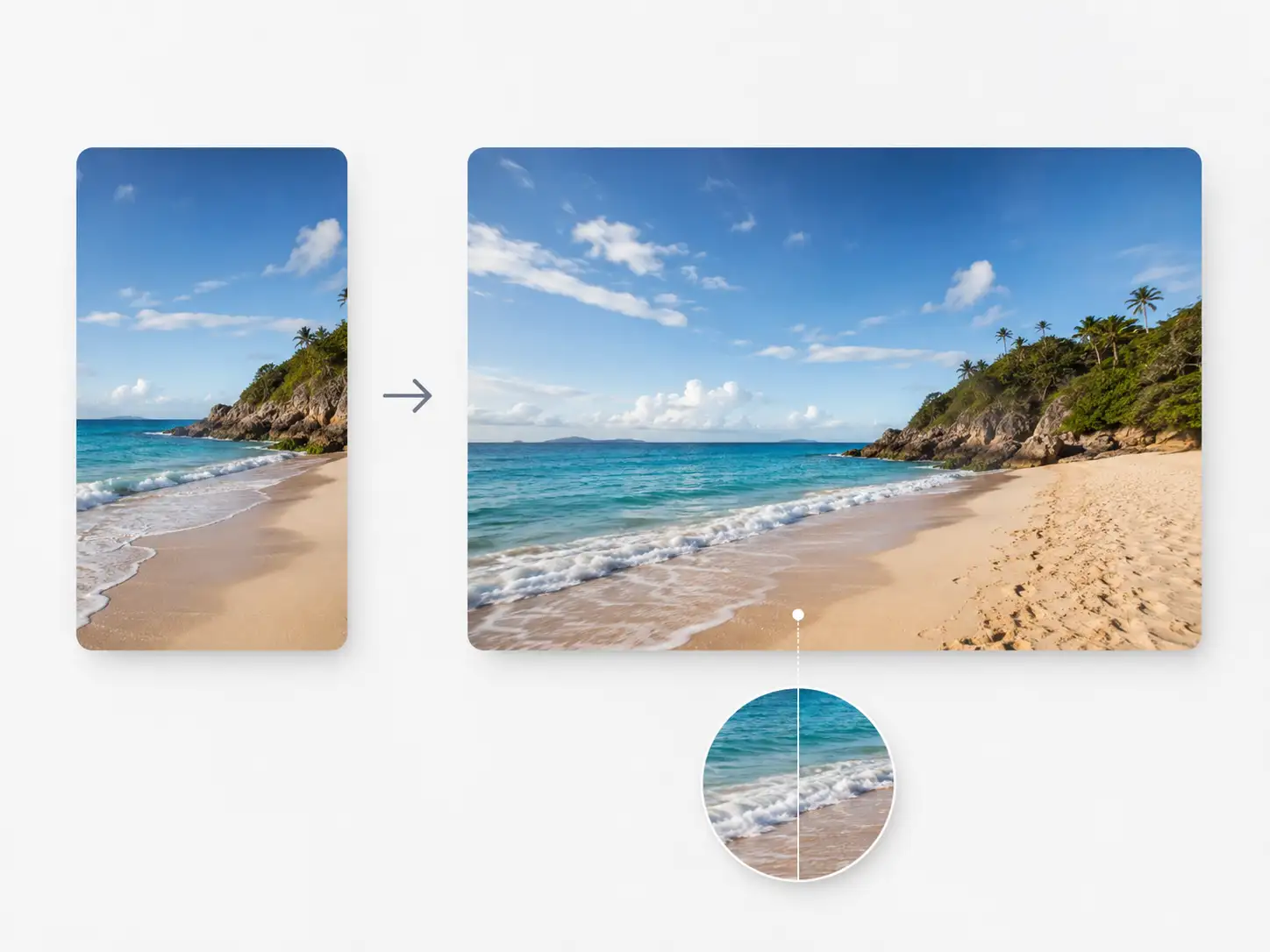 Before-and-after comparison view for reviewing seam quality after AI outpainting generation