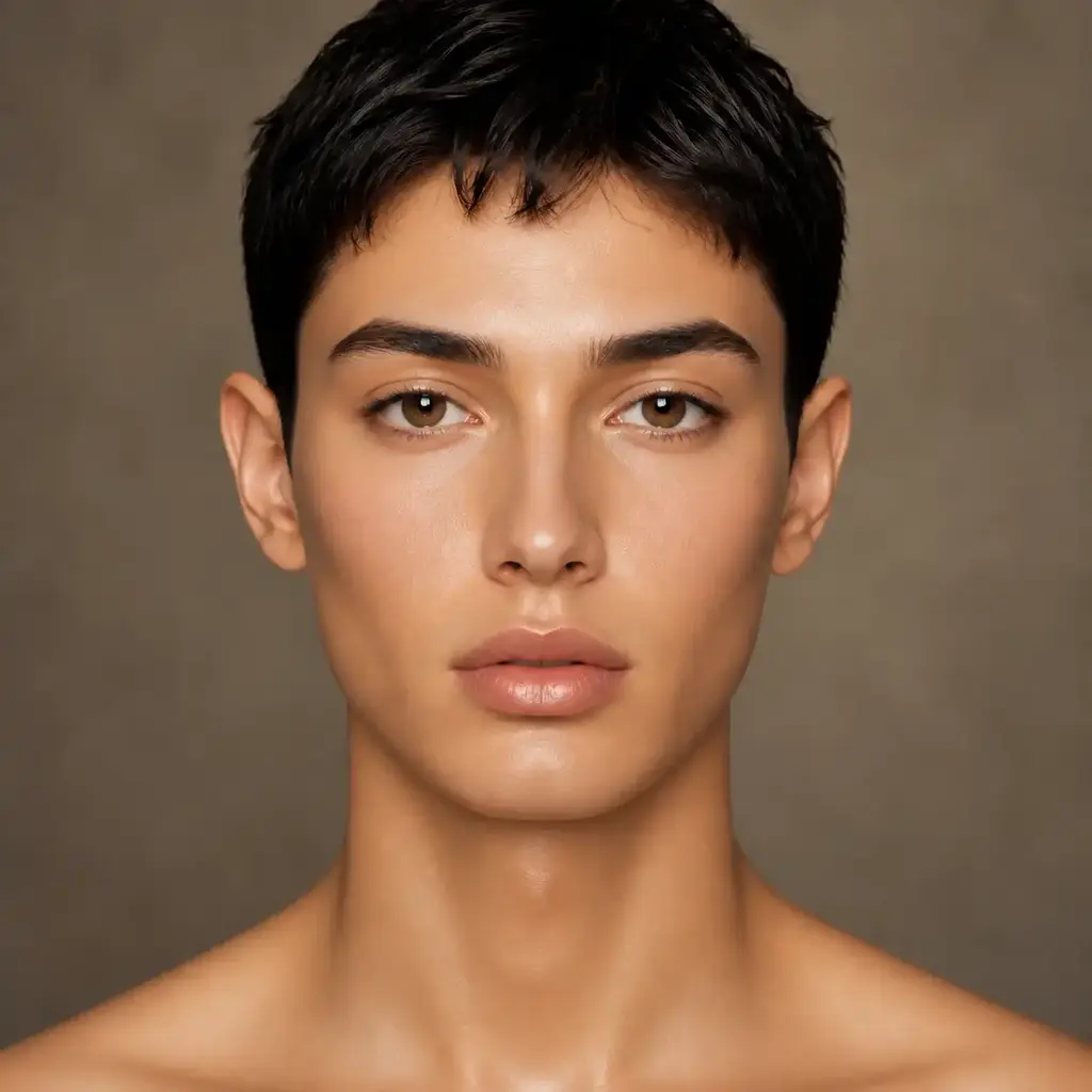 Same AI portrait after Humanize AI Skin mode with realistic pores and lighting-aware texture