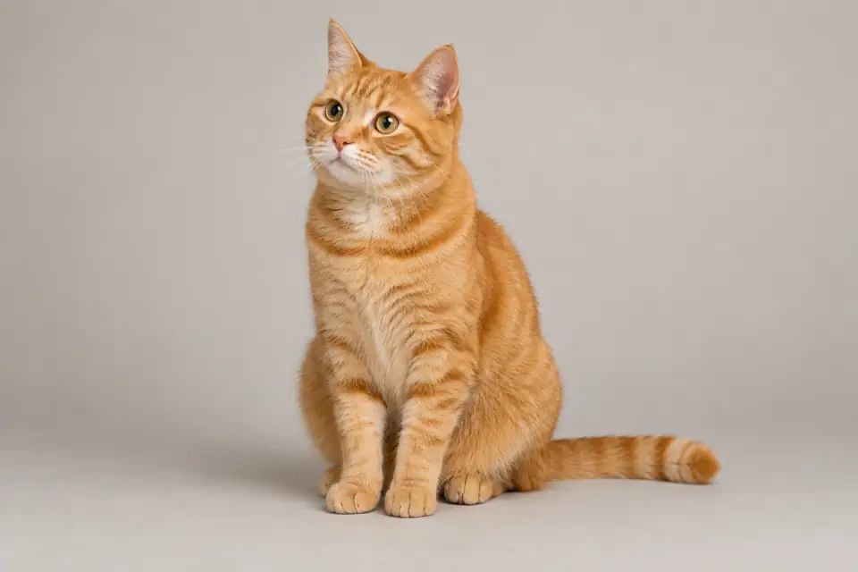 Orange tabby cat reference photo on a light-gray background