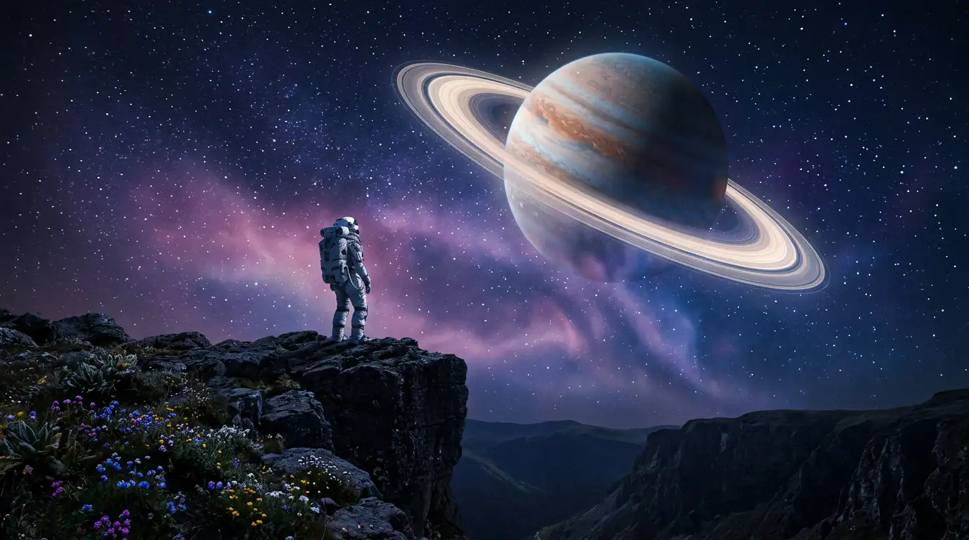 Example preview of an AI-generated wallpaper of an astronaut on a planet in the night sky