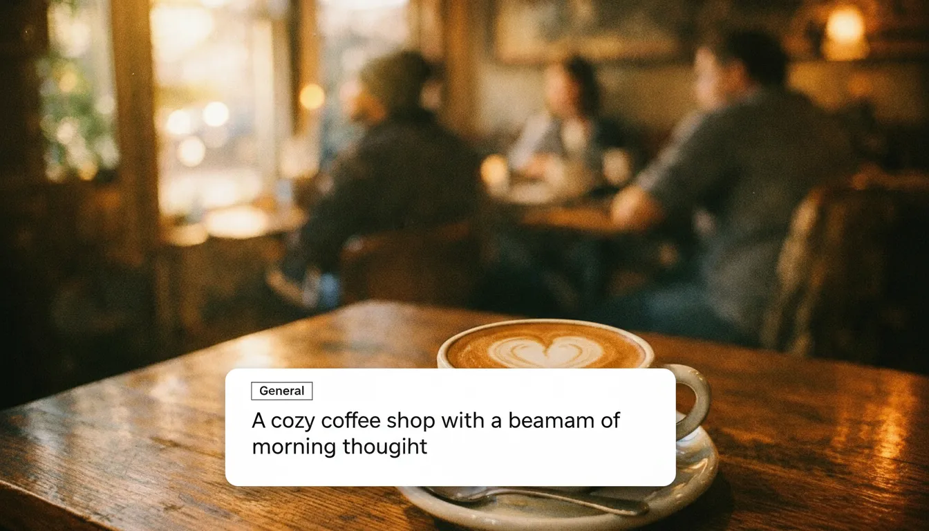 Cozy coffee shop scene ideal for social media captions