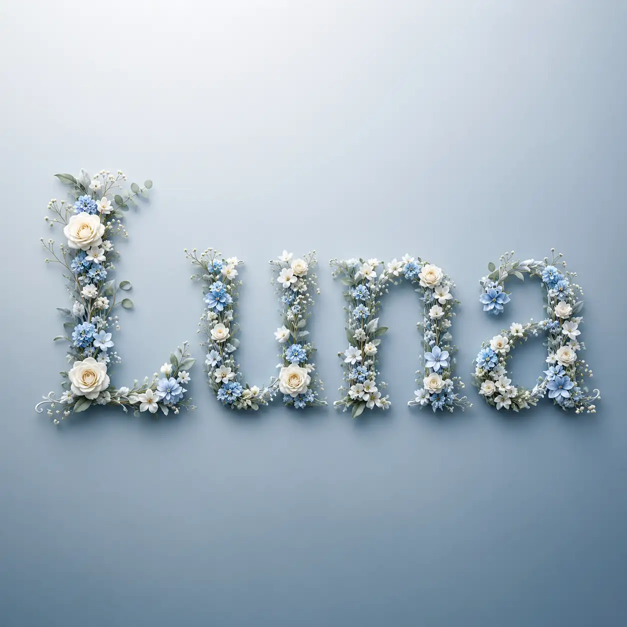 Occasion preset selector showing Wallpaper, Gift, Wedding, Baby, Pet, and Brand options for shaping floral name art