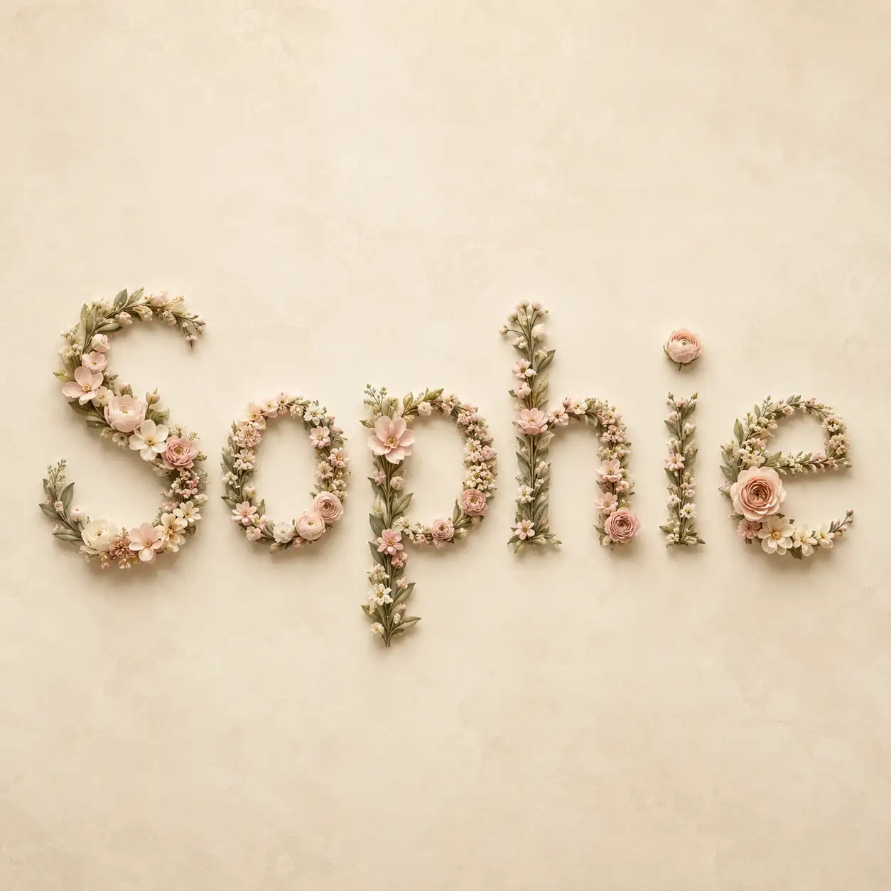 Aspect ratio options and a phone wallpaper preview of downloaded floral name art