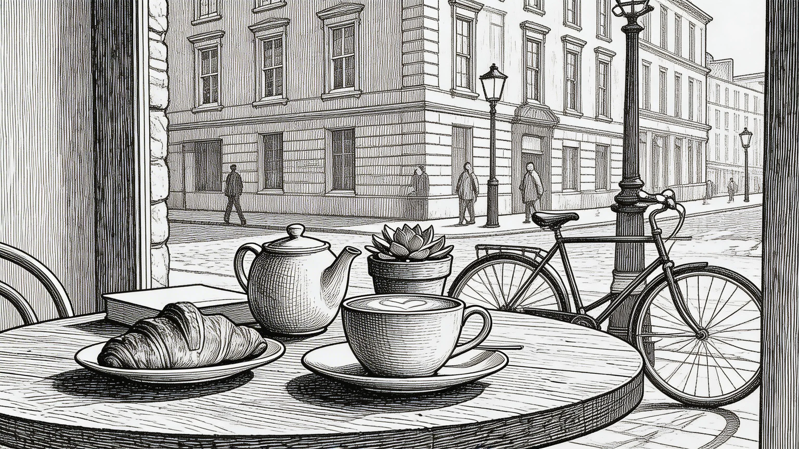 Line drawing with varied stroke weight showing depth and dimension after photo to line drawing conversion