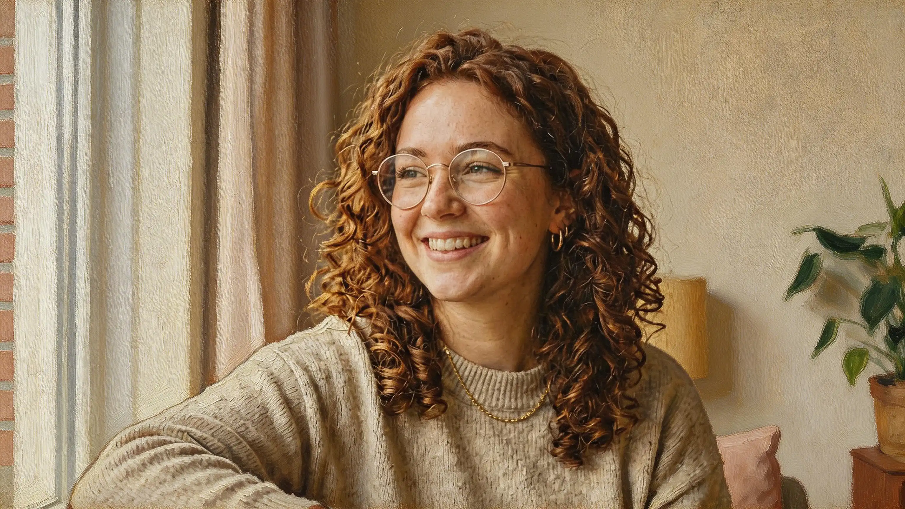 Painted portrait after photo to painting conversion with preserved subject identity and visible brushstrokes