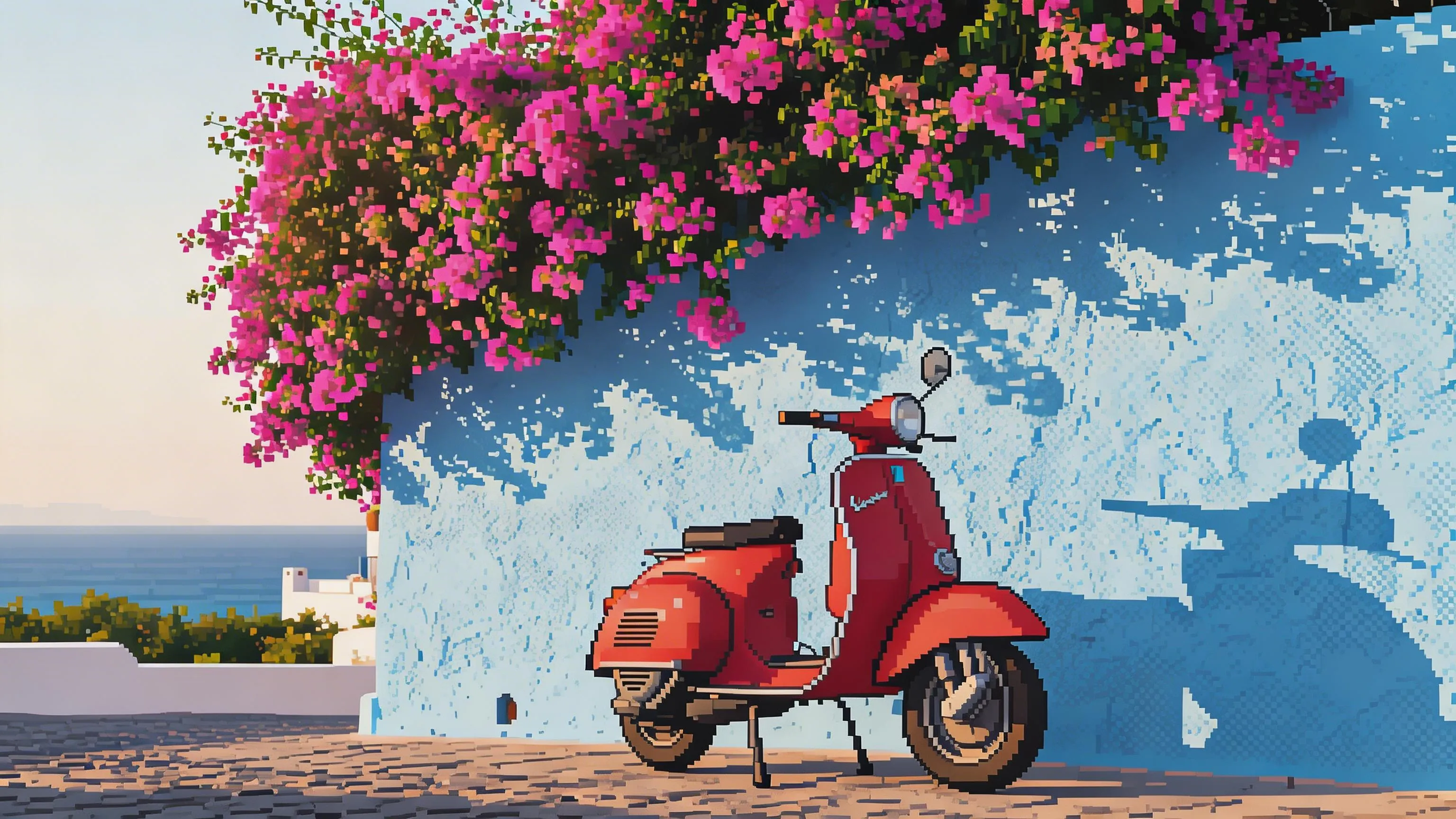 Crisp pixel-perfect output with clean edges and deliberate dithering after photo to pixel art conversion