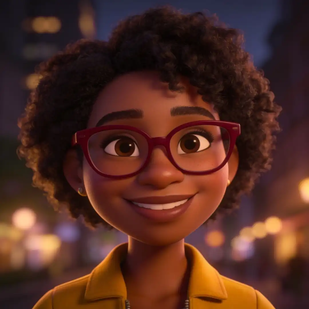 Cinematic 3D animated portrait of a recognizable original character
