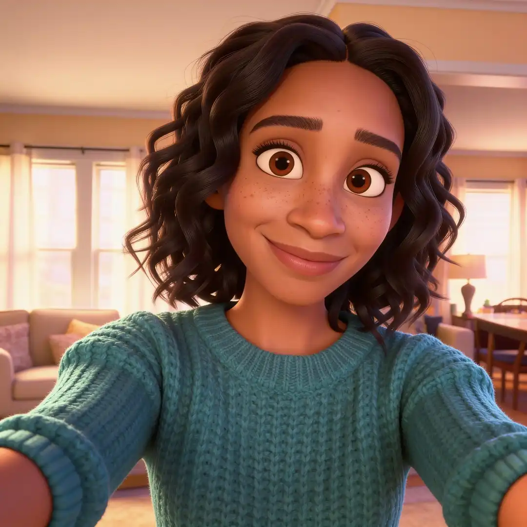 3D animated character result preserving the original person's likeness in Pixar animation style