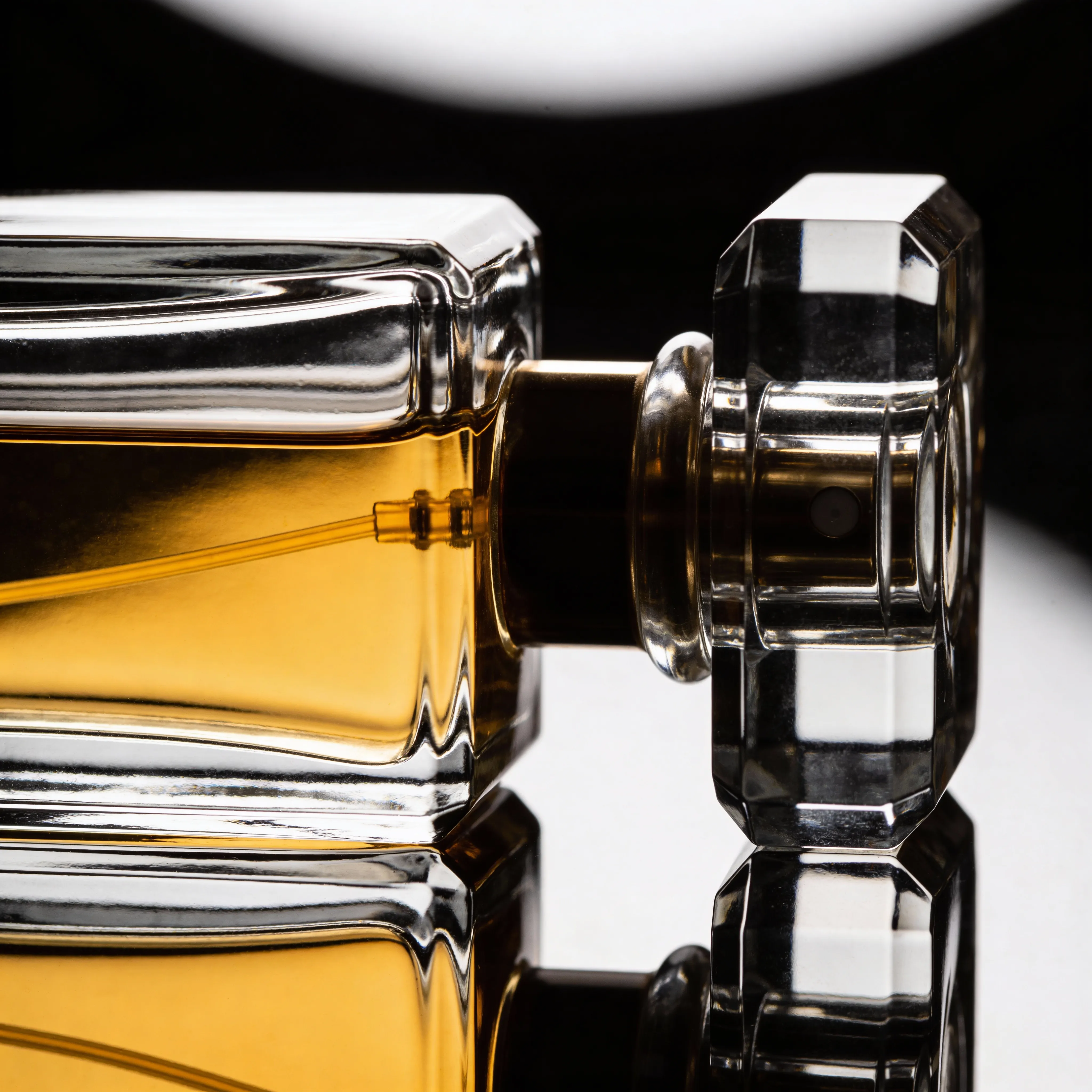 AI-generated photorealistic perfume bottle with studio lighting, glass reflections, and cinematic atmosphere created by Seedream 4.5