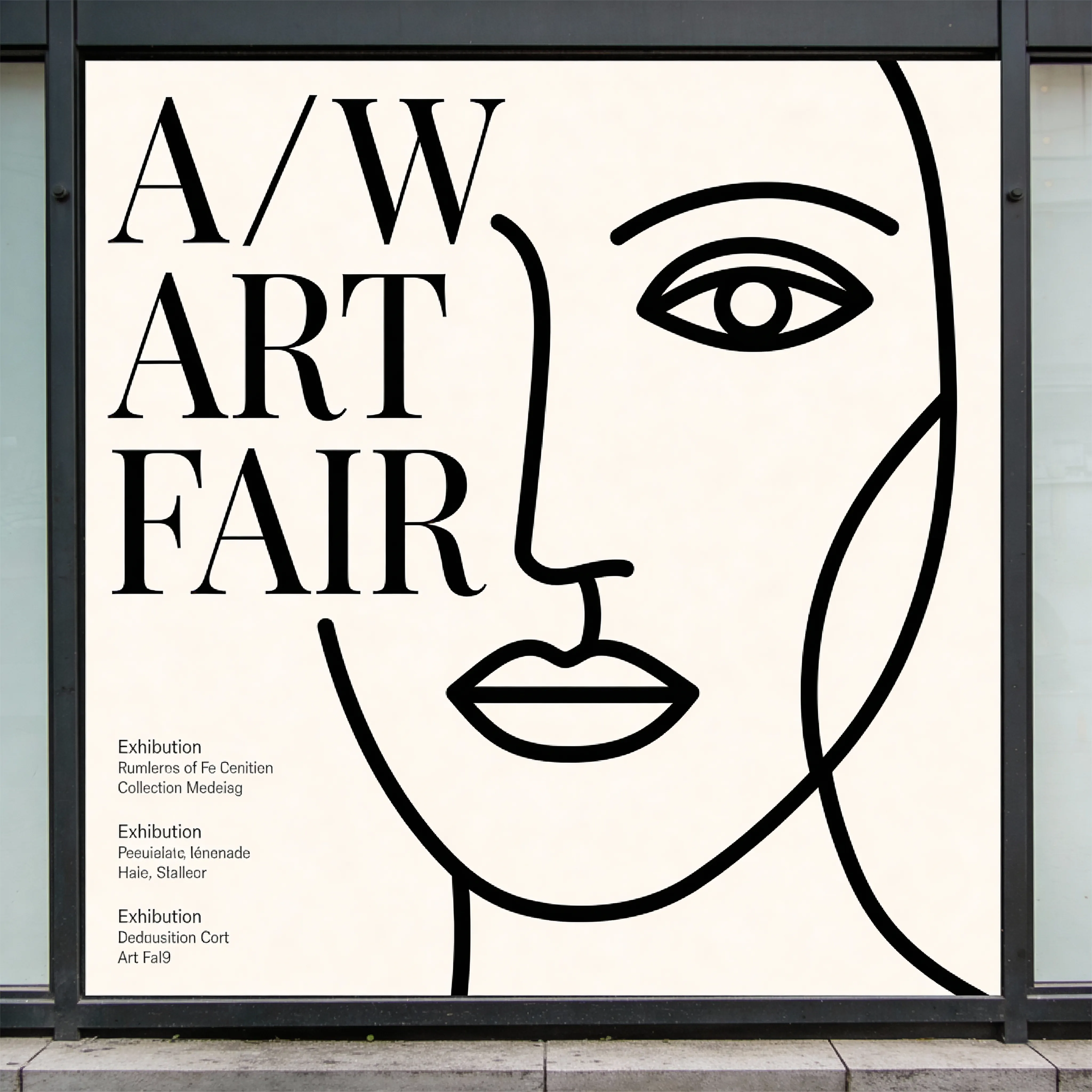 AI-generated minimalist art exhibition poster with crisp 'A/W ART FAIR' typography and designer layout created by Seedream 4.5