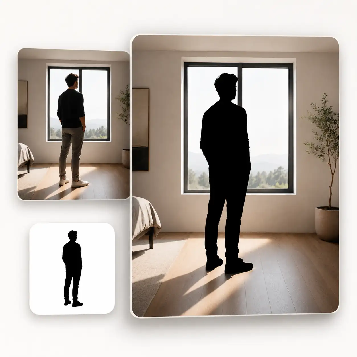 Convert photo to silhouette with transparent or original background options