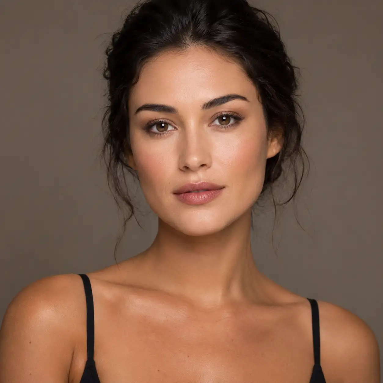 Portrait showing mismatched face and neck skin tones before correction