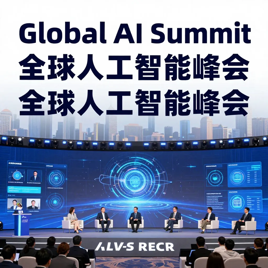 AI-generated bilingual conference poster with 'Global AI Summit' in English and Chinese created by Z-Image