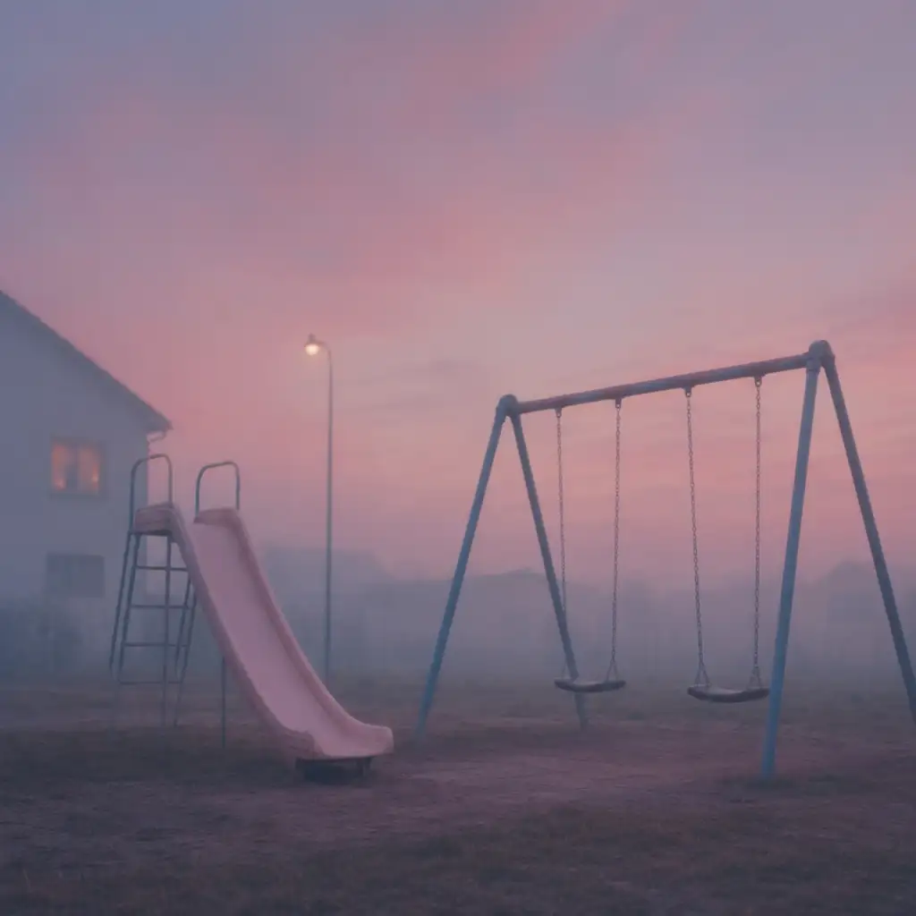 Dreamy playground at dusk