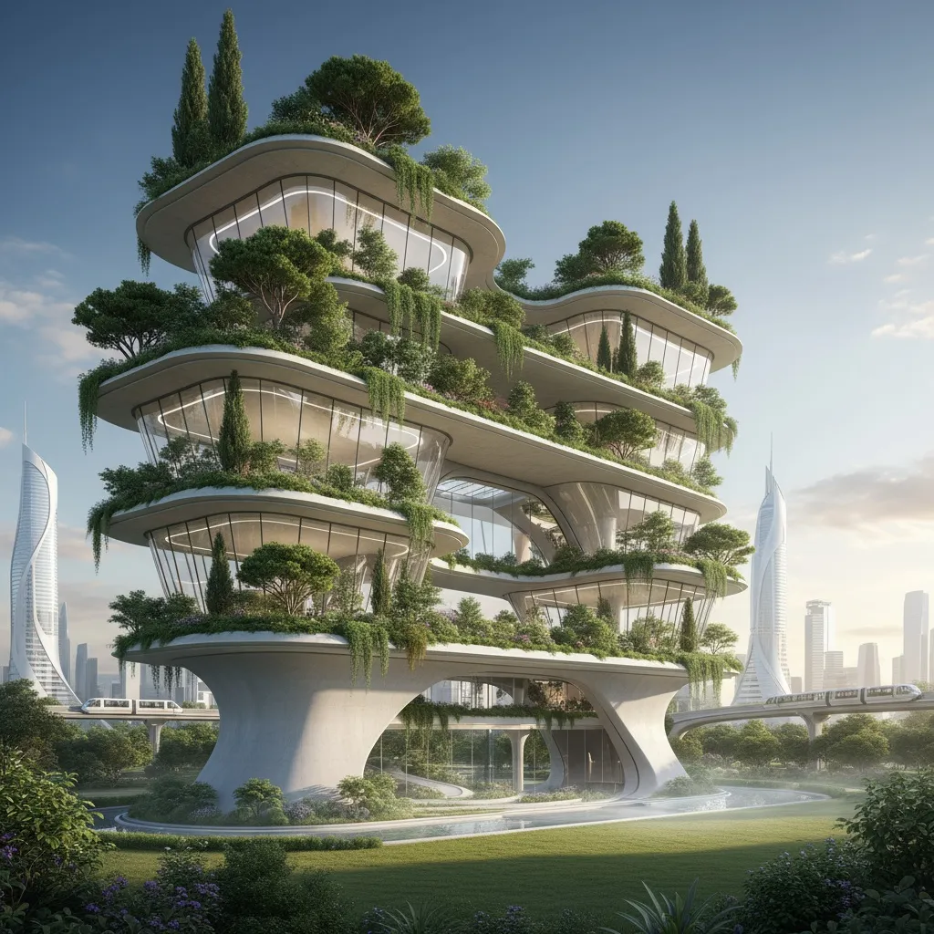 AI edited futuristic glass and concrete building - modern architecture