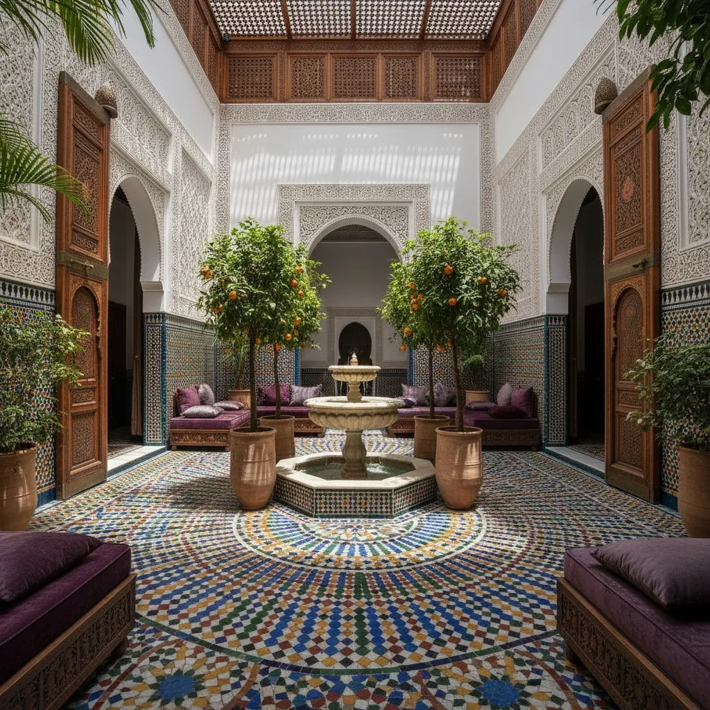 AI edited interior of Moroccan riad courtyard - architectural design